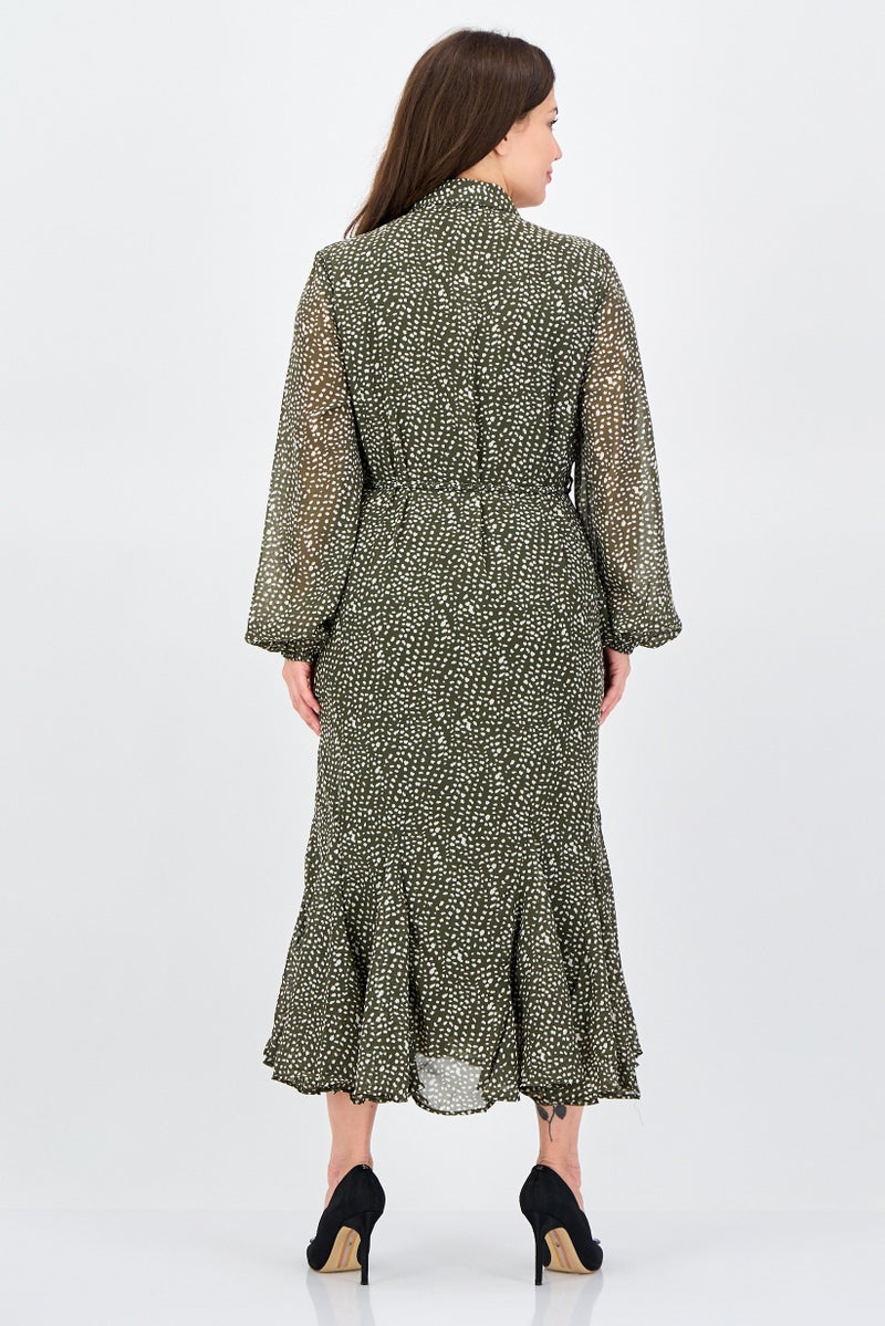 ANNE KLEIN فستان قميص برباط مطبوع بالكامل للنساء، متعدد الألوان - Image 2